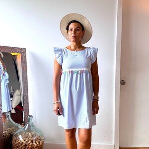 SHEIN Blue and White Striped Shift Dress